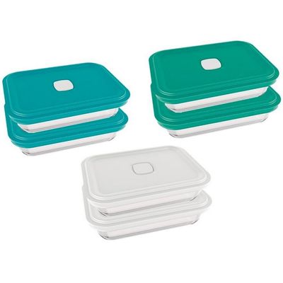 Conjunto de Potes Marinex Facilita Vap em Vidro 750ML 6 Peças Transparente com Colorido