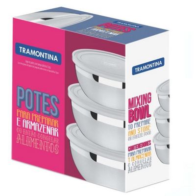 Conjunto de Potes Tramontina 64220210 em Aço Inox e Plástico - 3 Peças Alumínio
