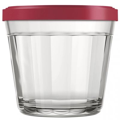 Conjunto de Tigelas Copo Americano em Vidro e Plástico 350 ml  12 Peças Transparente com Colorido