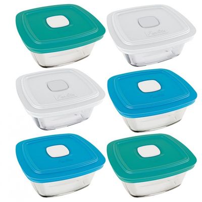 Conjunto de Potes Marinex Facilita Vap em Vidro 1 L 6 Peças Transparente com Colorido