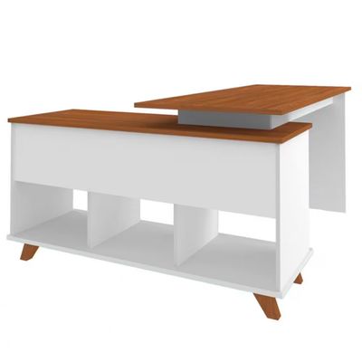 Escrivaninha Artany Gold com 2 Gavetas e 5 Nichos Freijo/Grafito/Branco