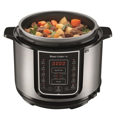 Panela Elétrica de Pressão Digital Master Cooker PE38 5 Litros Mondial Inox com Preto / 110V