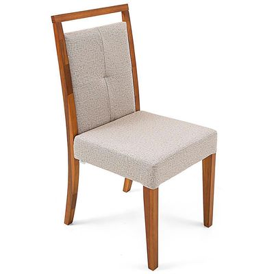 Mesa de Jantar Moara com 6 Cadeiras Viana Herval Off White, Amêndoa e Cinza