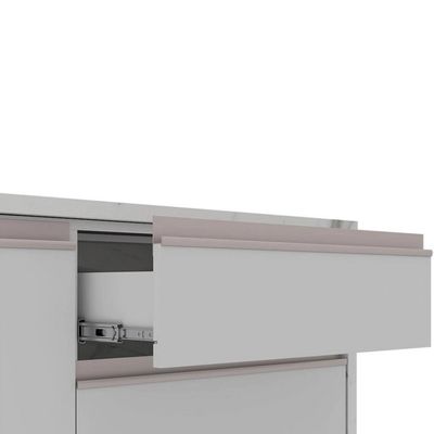 Bancada Bartira Gourmet 2 Portas 4 Gavetas e 1 Prateleira Branco com Thassos