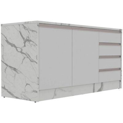 Bancada Bartira Gourmet 2 Portas 4 Gavetas e 1 Prateleira Branco com Thassos