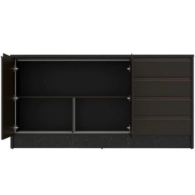 Bancada Bartira Gourmet 2 Portas 4 Gavetas e 1 Prateleira Preto Stone e Grafite