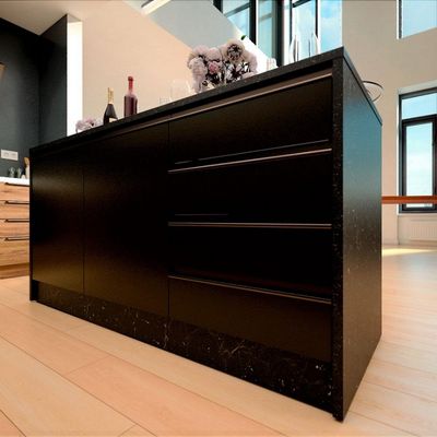 Bancada Bartira Gourmet 2 Portas 4 Gavetas e 1 Prateleira Preto Stone e Grafite