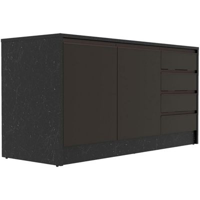 Bancada Bartira Gourmet 2 Portas 4 Gavetas e 1 Prateleira Preto Stone e Grafite