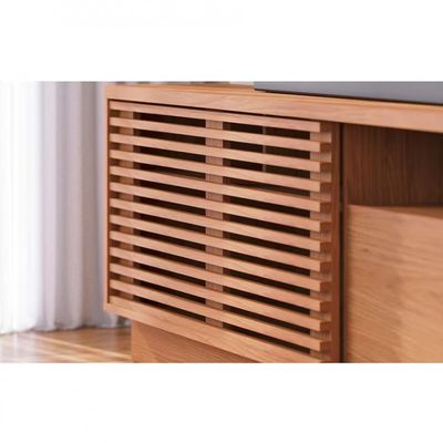 Estante Home Colibri Campeche com Porta Deslizante Spots de Led 200 cm de Largura Ideal para TV de Até 70 Polegadas Freijó/Off White Matte