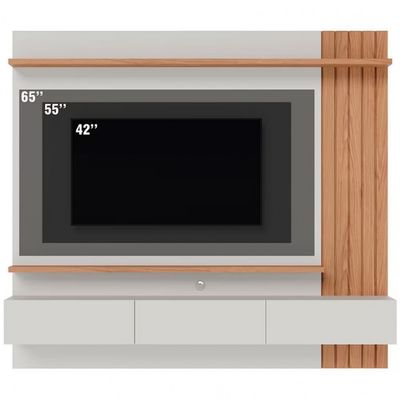 Painel Home Suspenso Colibri Juriti para TV até 65 Polegadas Off White Matte/Freijó