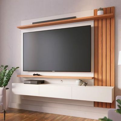 Painel Home Suspenso Colibri Juriti para TV até 65 Polegadas Off White Matte/Freijó