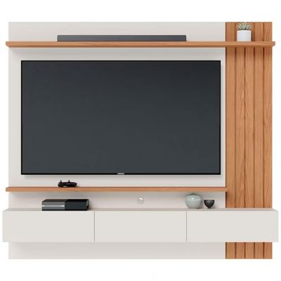Painel Home Suspenso Colibri Juriti para TV até 65 Polegadas Off White Matte/Freijó