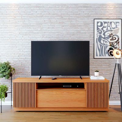 Rack Colibri Manaus com 3 Portas, Ideal para TV de Até 70 Polegadas Freijó