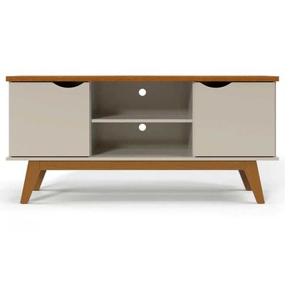 Rack com Painel Marselha para TVs de até 46 Polegadas Patrimar Off White com Cumaru