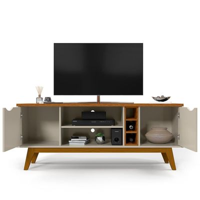 Rack com Painel Patrimar Marselha para TVs de até 50 Off White com Cumaru