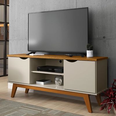 Rack Marselha para TV de até 46 Patrimar Off White com Cedro