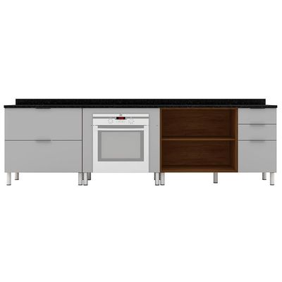 Cozinha Compacta Bartira Rubi com 2 Portas, 5 Gavetas e 1 Prateleira Grapia com Platinum