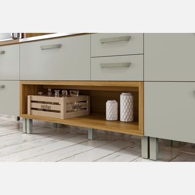 Cozinha Completa em MDF Nesher Princesa com 6 Portas 6 Gavetas e 12 Prateleiras Freijo e Off White