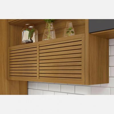 Cozinha Compacta em MDF Nesher Princesa com 3 Portas, 6 Prateleiras e 2 Gavetas Freijo e Grafite