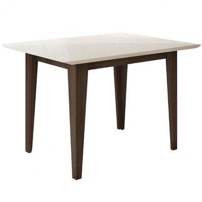 Mesa de Jantar Kate 4 Cadeiras Estofadas e Revestidas Tecido Suede Poliman Móveis Amêndoa e Off White