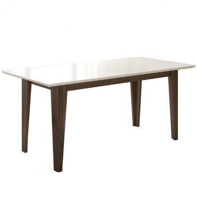 Mesa de Jantar Liz 6 Cadeiras Estofadas e Revestidas Tecido Suede Poliman Móveis Amendôla com Off White
