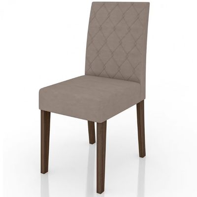 Mesa de Jantar Liz 6 Cadeiras Estofadas e Revestidas Tecido Suede Poliman Móveis Amendôla com Off White