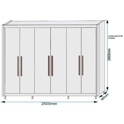 Guarda-Roupa Casal Europa Palermo com 6 Portas e 6 Gavetas Peroba
