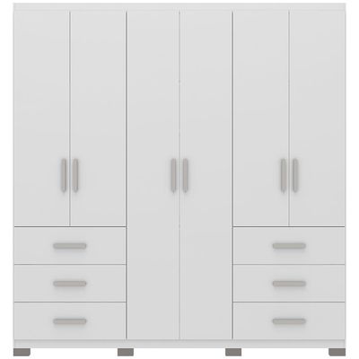 Guarda-Roupa Santiago com 6 Portas e 6 Gavetas Externas Bartira Branco Fosco