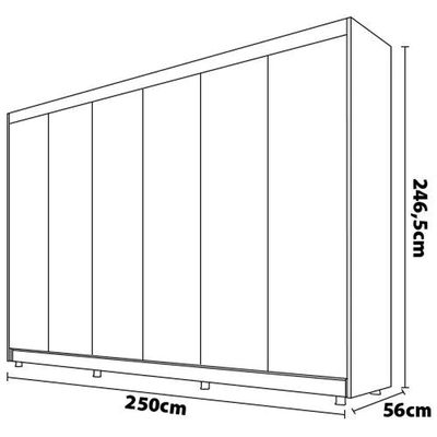 Guarda-Roupa Casal Europa Palermo com 6 Portas e 6 Gavetas Brauna