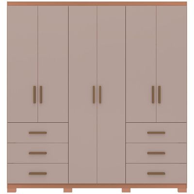 Guarda-Roupa Santiago com 6 Portas e 6 Gavetas Externas Bartira Avelã/Cappuccino