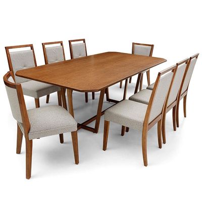 Mesa de Jantar Herval Califórnia com 6 Cadeiras Herval Viana + 2 Cadeiras Amsterdã Herval Amêndoa e Cinza