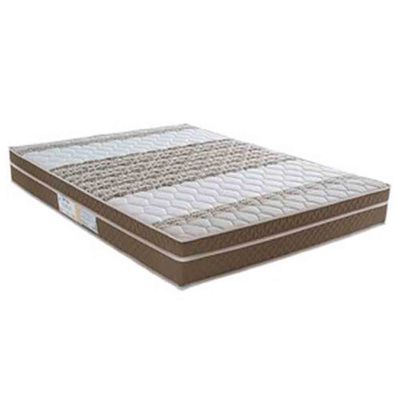 Cama Box de Casal Biflex Ilhéus com Molas Pocket e Euro Pillow 63x138x188cm Marrom com Bege Estampado