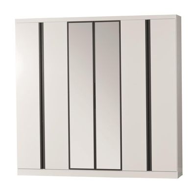 Guarda Roupa Monte Rei com 6 Portas e 6 Gavetas Bartira Branco com Grafite