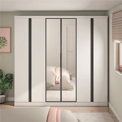 Guarda Roupa Monte Rei com 6 Portas e 6 Gavetas Bartira Branco com Grafite