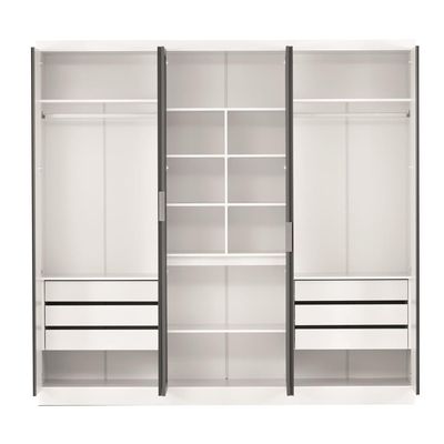 Guarda Roupa Monte Rei com 6 Portas e 6 Gavetas Bartira Branco com Grafite