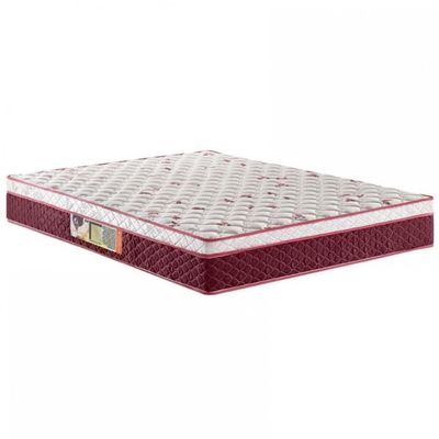 Cama Box de Casal Barreto Lonçarcci Inova com Colchão Hellen Strong One Face Espuma D45 Vermelho com Branco