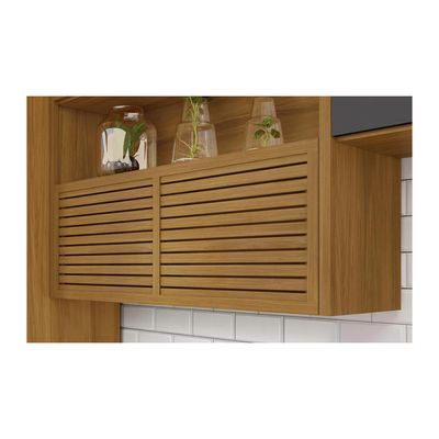 Cozinha Compacta Nesher Princesa com 5 Portas 5 Gavetas e 11 Prateleiras Freijo e Grafite