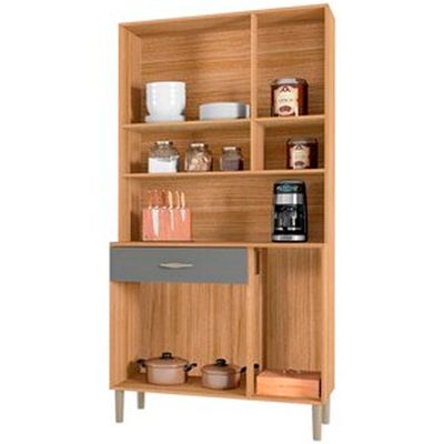 Cozinha Compacta Kits Paraná Golden com 6 Portas, 1 Gaveta e 1 Prateleira Freijó/Gris