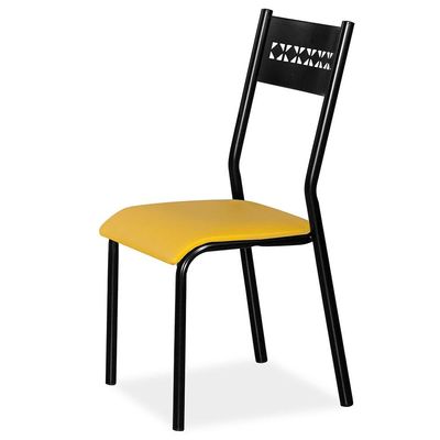 Mesa de Jantar Aço Nobre Júlia Plus com 4 Cadeiras Preto, Amarelo e Marrom