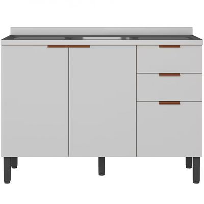 Balcão Bartira Universal com 2 Portas e 3 Gavetas Grapia/branco
