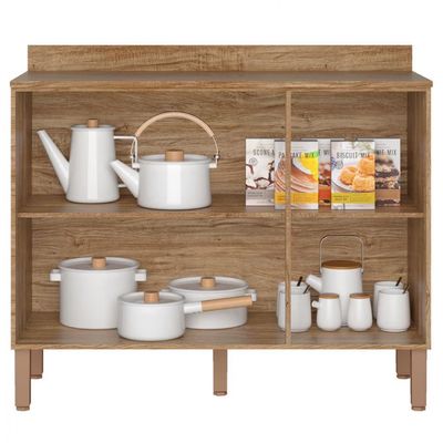 Balcão Triplo Veneza com 3 Portas e 1 Prateleira 108,4cm de largura Bartira Branco com Damasco
