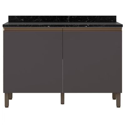 Balcão Jaspe com 2 Portas e 1 Prateleira 120,1cm de largura Bartira Freijo e Grafite