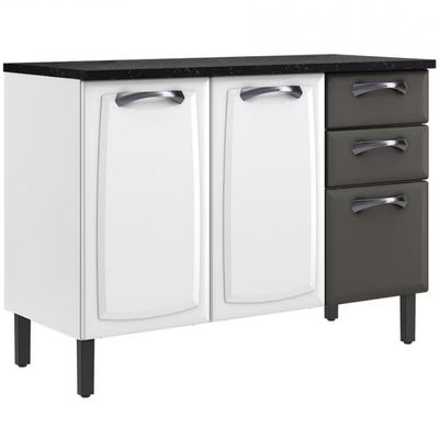 Balcão Triplo Itatiaia New Premium com 3 Portas 2 Gavetas e 3 Prateleiras Branco com Grafite