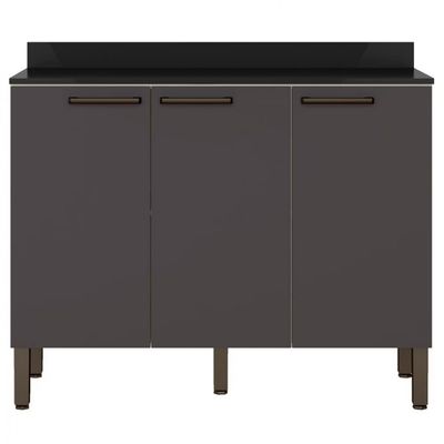 Balcão Triplo Veneza com 3 Portas e 1 Prateleira 108,4cm de largura Bartira Freijo e Grafite