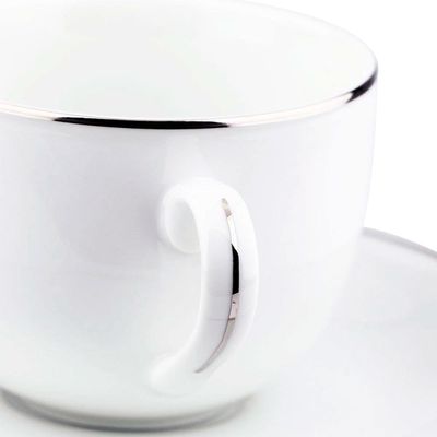 Aparelho de Jantar 42 Peças L`Hermitage Silver em Porcelana Branco com Prata
