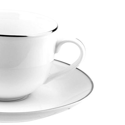 Aparelho de Jantar 42 Peças L`Hermitage Silver em Porcelana Branco com Prata