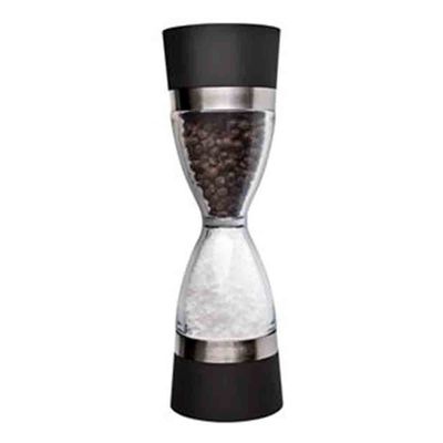 Moedor de Pimenta Dual em Acrílico Euro Home Preto com Transparente