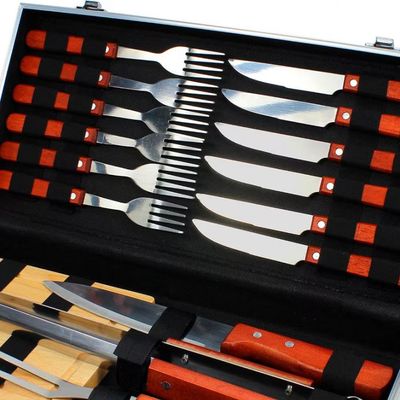 Conjunto para Churrasco Fracalanza Gourmet com Maleta 17 Peças Inox com Marrom
