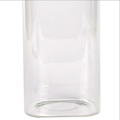 Porta Mantimentos Quadrado Dynasty em Vidro Borossilicato com Tampa de Metal Cobre 1,9L Transparente com cobre
