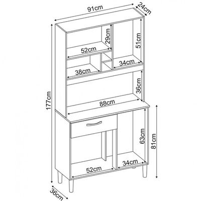 Cozinha Compacta Demóbile Malta com 4 Portas e 1 Gaveta 91 cm Amêndola com Branco